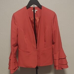 Bar III Coral Ruffle Sleeve Blazer